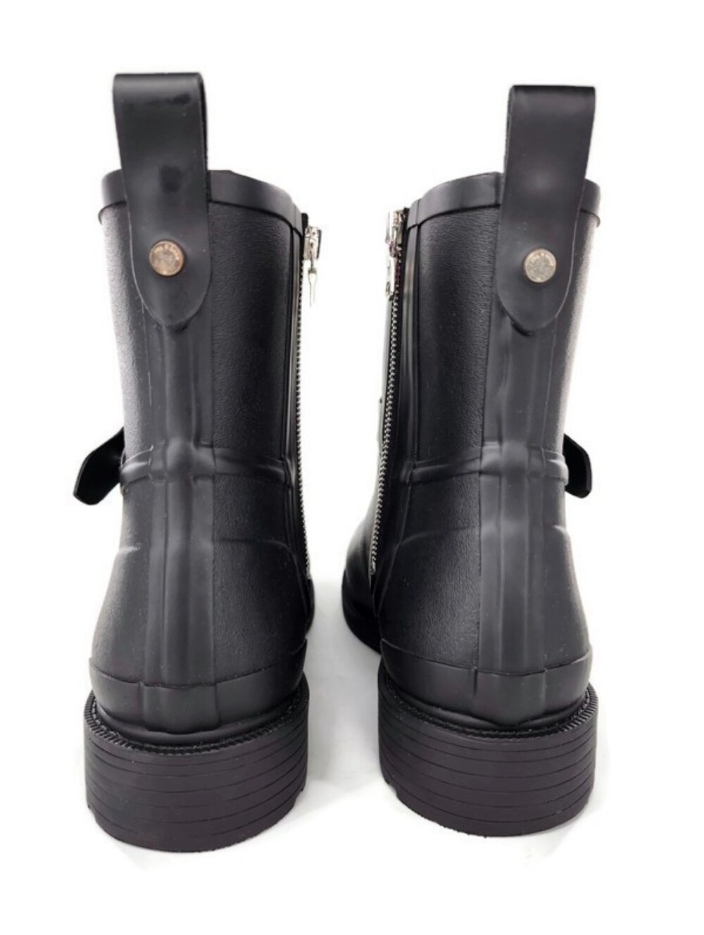 Rag & Bone Black Moto Rubber Waterproof Pull-On Side-Zip Short Ankle Rain Boots - Picture 9 of 16